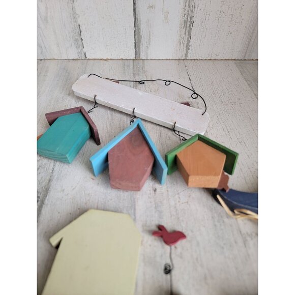 Wooden bird house vintage hanging spring set flower decor - Picture 8 of 8